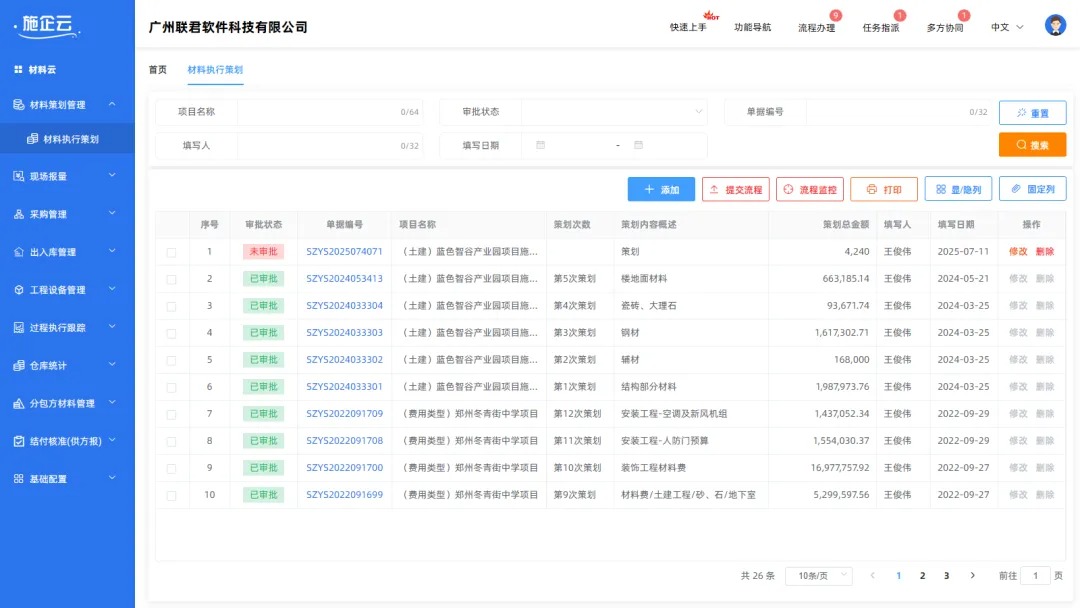 晋城宏圣建筑工程有限公司签约施企云工程物资云,利用信息化加强材料成本管控(图3) 施工管理软件